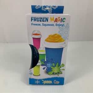 Blue and White Reusable Slushie making Cup with Lid and Straw